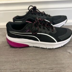 Puma Black and Pink Sneakers with Mesh Upper